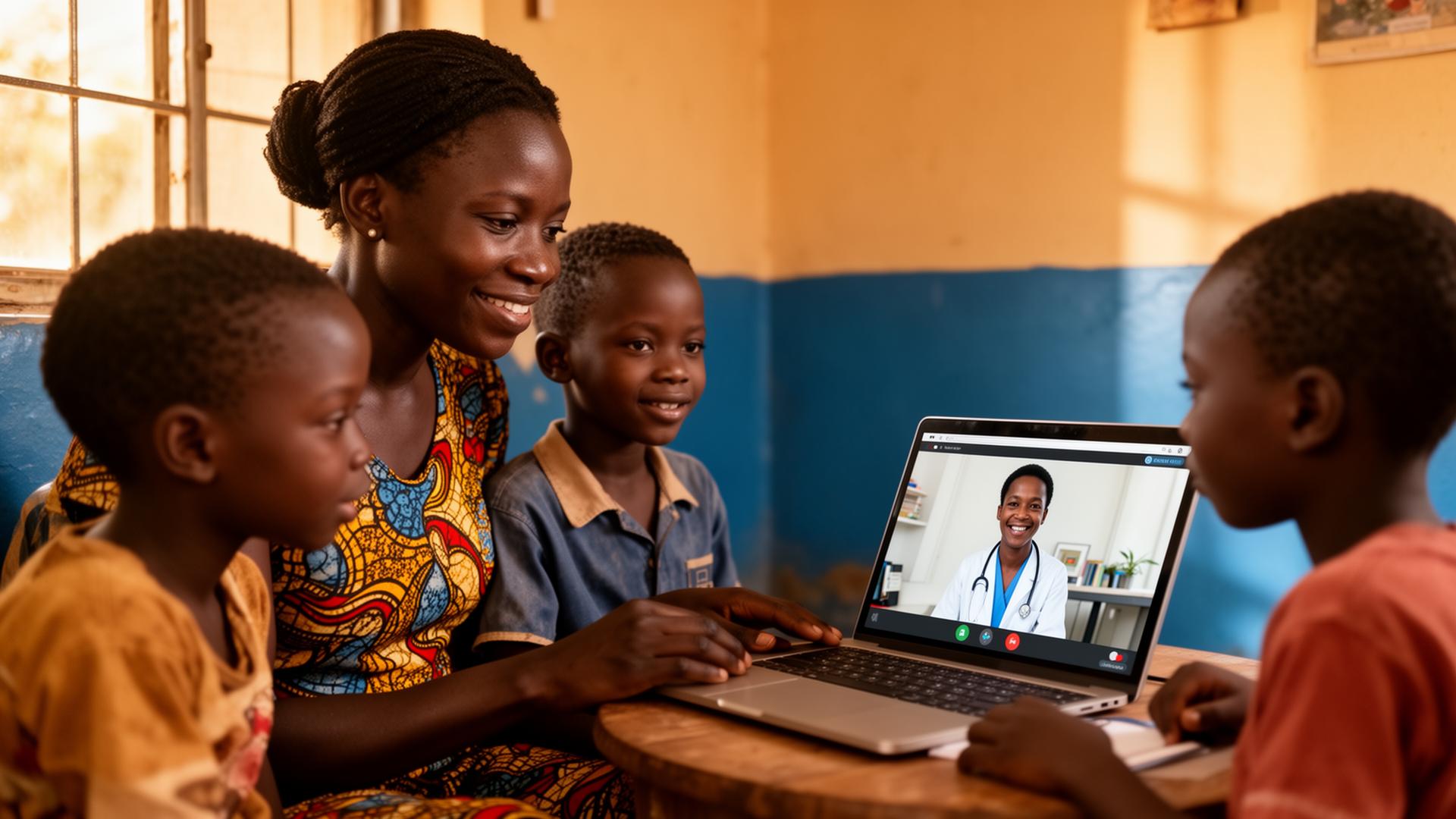 Family telehealth appointment with children
